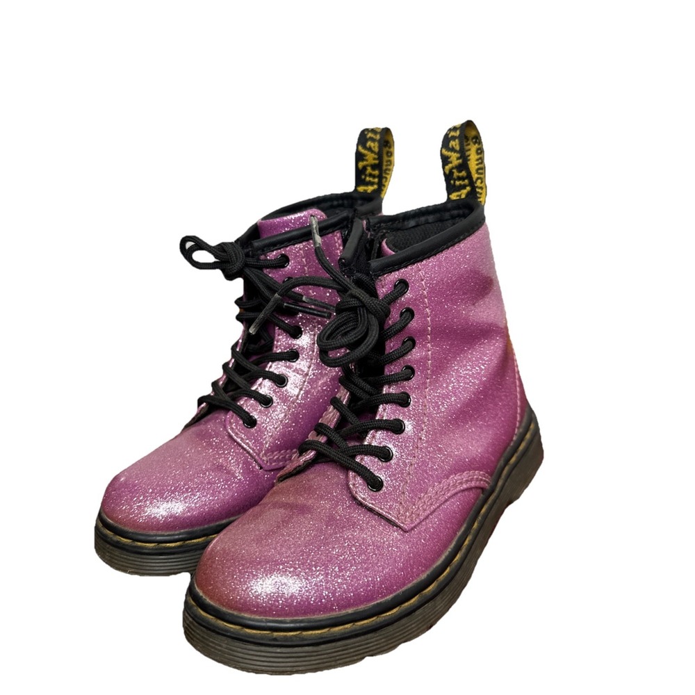 Dr Martens 1460 Glitter‎ T Pink Lace-Up/Zip-Up Boots  Little Girls Youth Sz 10C